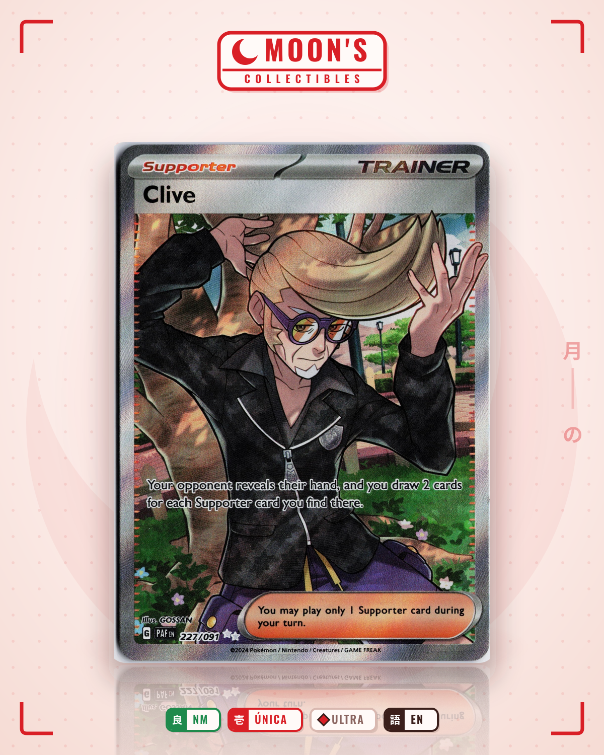 Carta Pokémon Clive · Paldean Fates #227/091 (NM) — pieza única en Moon's Collectibles México