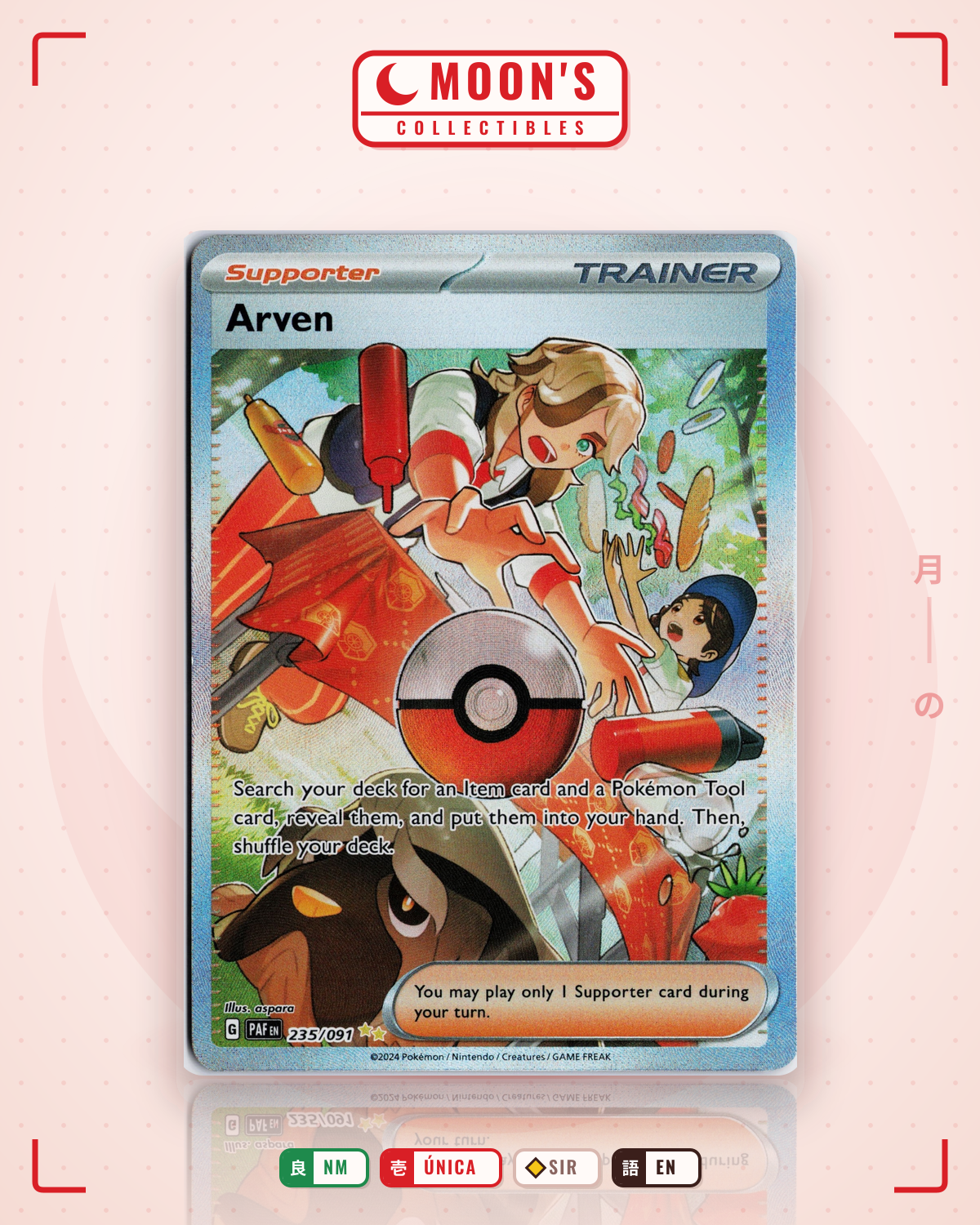 Carta Pokémon Arven · Paldean Fates #235/091 (NM) — pieza única en Moon's Collectibles México