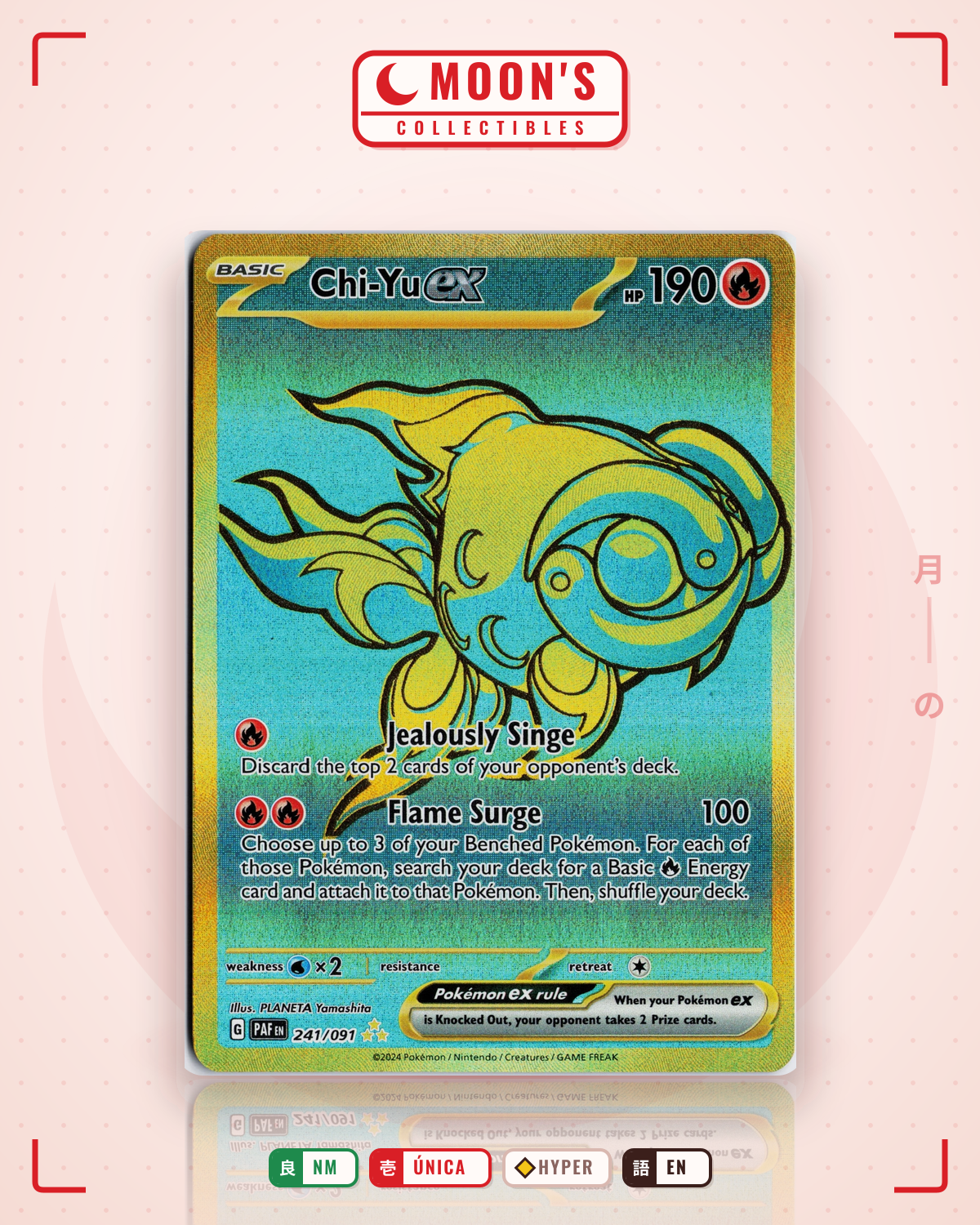 Carta Pokémon Chi-Yu ex · Paldean Fates #241/091 (NM) — pieza única en Moon's Collectibles México