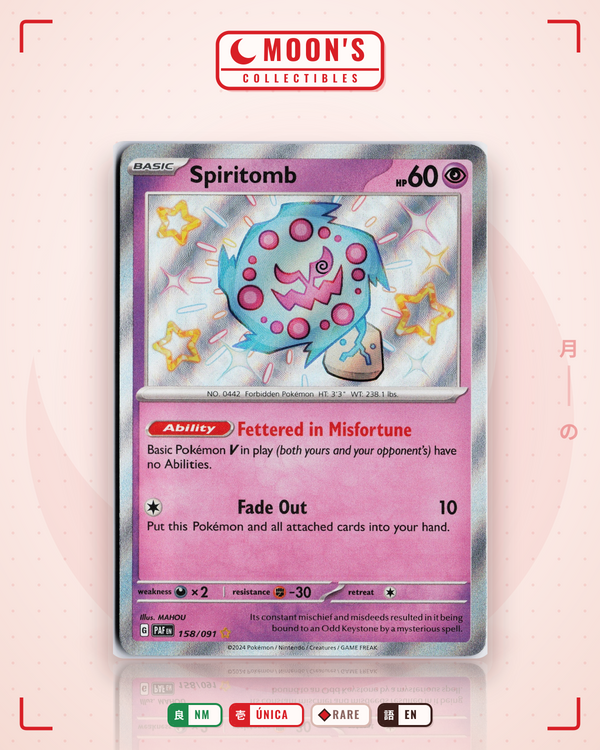 Carta Pokémon Spiritomb · Paldean Fates #158/091 (NM) — pieza única en Moon's Collectibles México