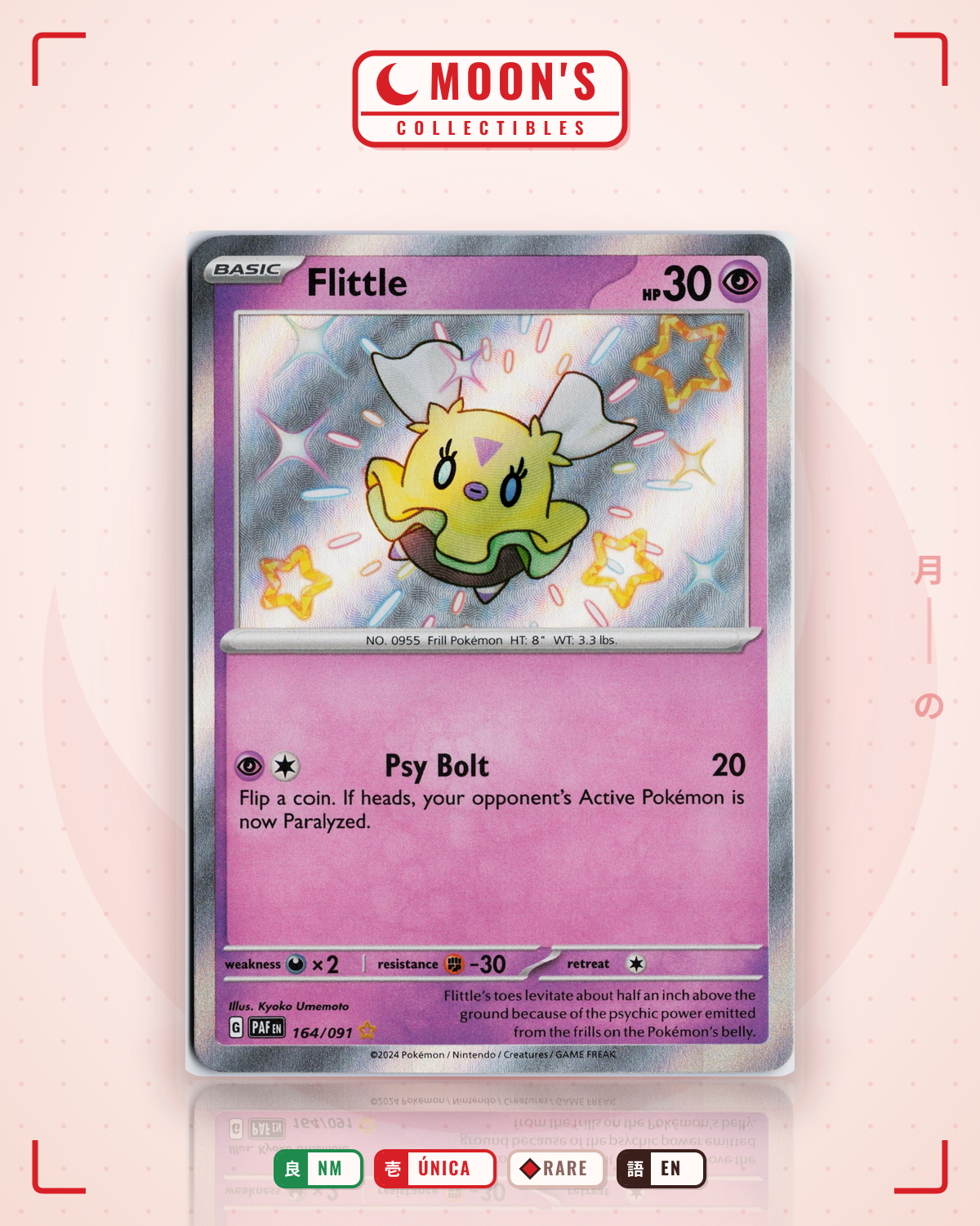 Carta Pokémon Flittle · Paldean Fates #164/091 (NM) — pieza única en Moon's Collectibles México