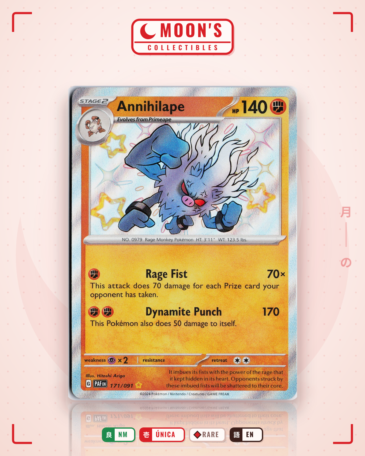 Carta Pokémon Annihilape · Paldean Fates #171/091 (NM) — pieza única en Moon's Collectibles México
