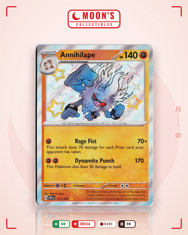 Carta Pokémon Annihilape · Paldean Fates #171/091 (NM) — pieza única en Moon's Collectibles México