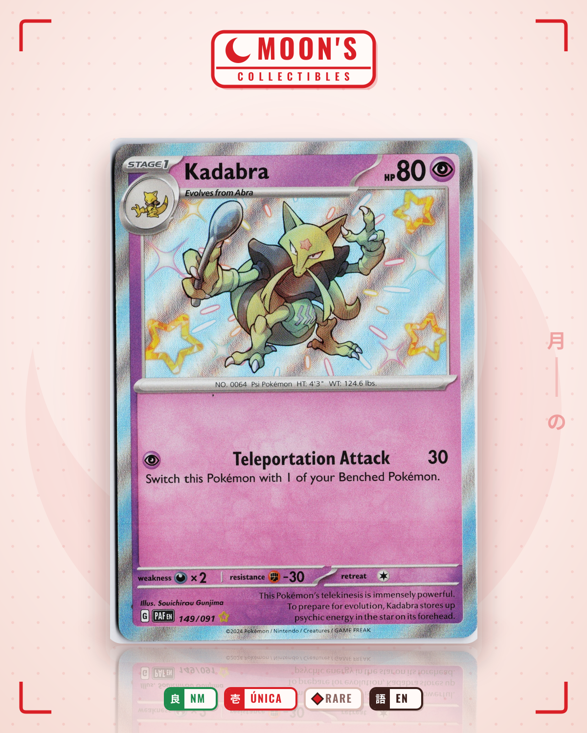 Carta Pokémon Kadabra · Paldean Fates #149/091 (NM) — pieza única en Moon's Collectibles México