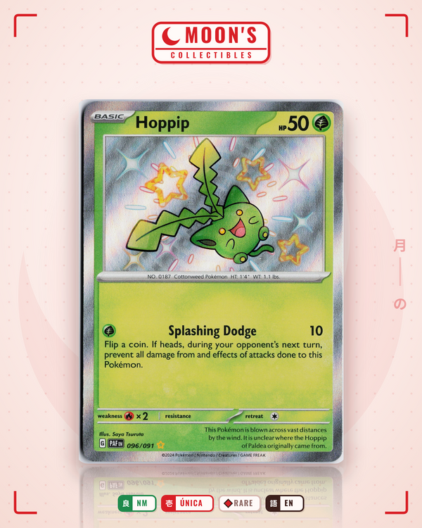 Carta Pokémon Hoppip · Paldean Fates #096/091 (NM) — pieza única en Moon's Collectibles México