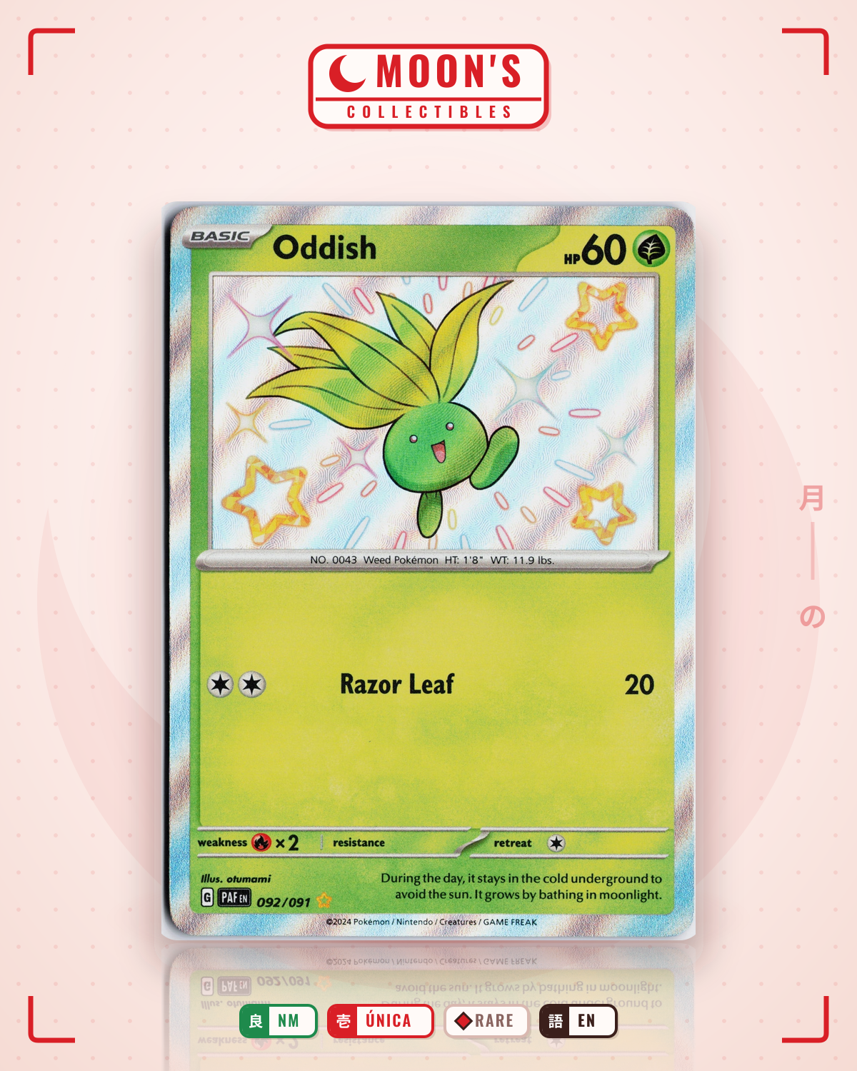 Carta Pokémon Oddish · Paldean Fates #092/091 (NM) — pieza única en Moon's Collectibles México