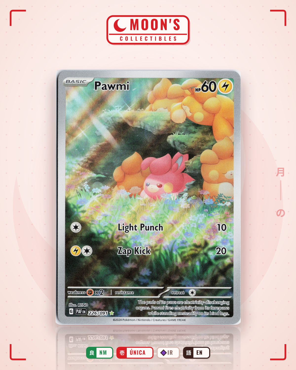 Carta Pokémon Pawmi · Paldean Fates #226/091 (NM) — pieza única en Moon's Collectibles México