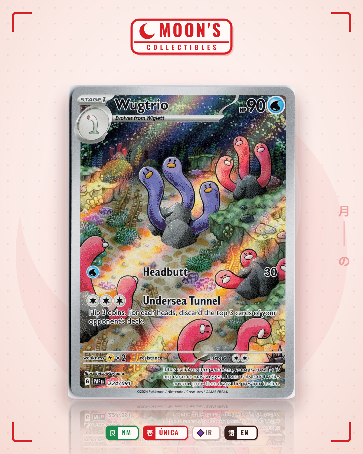 Carta Pokémon Wugtrio · Paldean Fates #224/091 (NM) — pieza única en Moon's Collectibles México