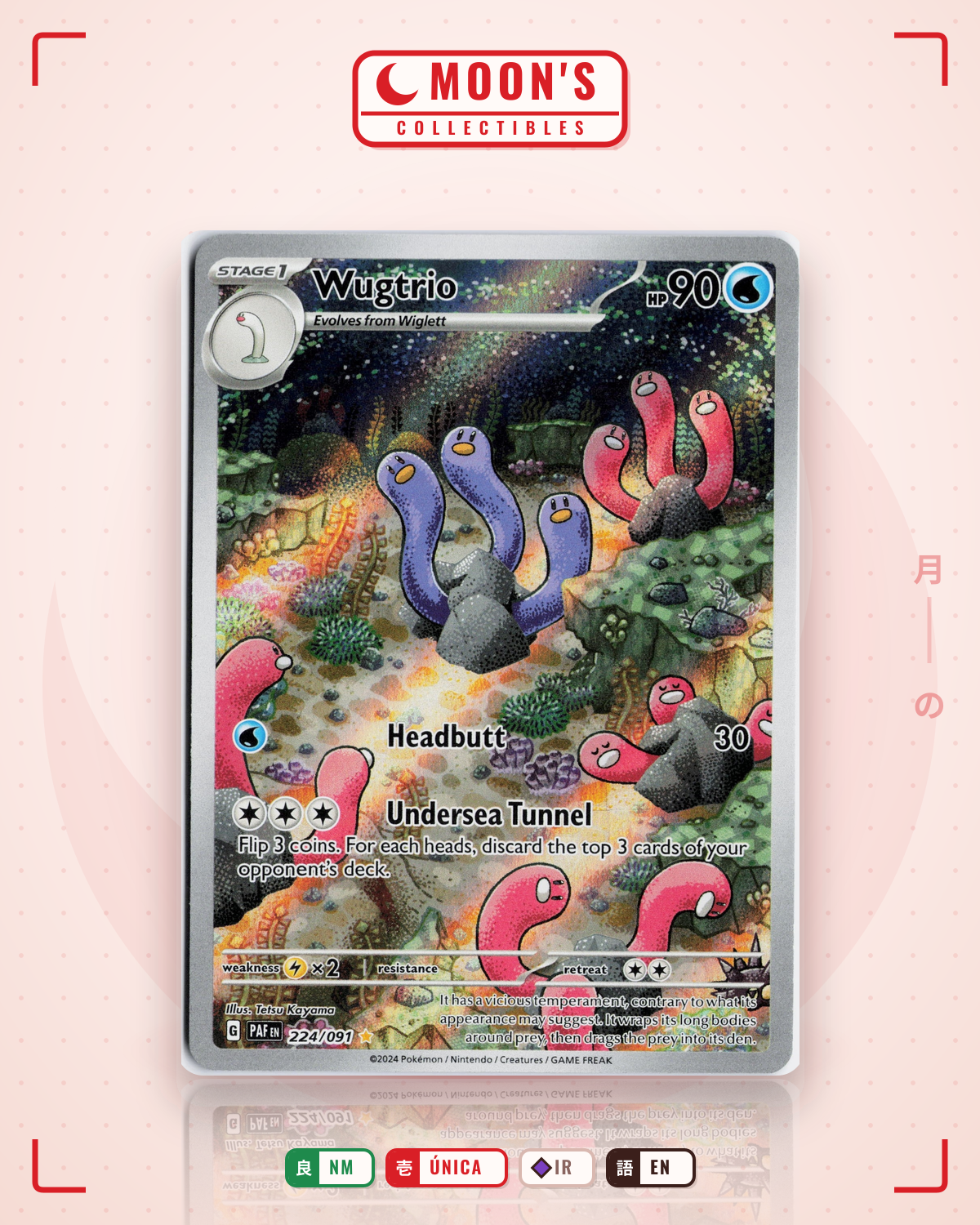 Carta Pokémon Wugtrio · Paldean Fates #224/091 (NM) — pieza única en Moon's Collectibles México