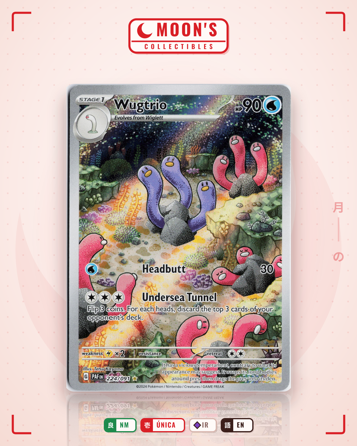 Carta Pokémon Wugtrio · Paldean Fates #224/091 (NM) — pieza única en Moon's Collectibles México