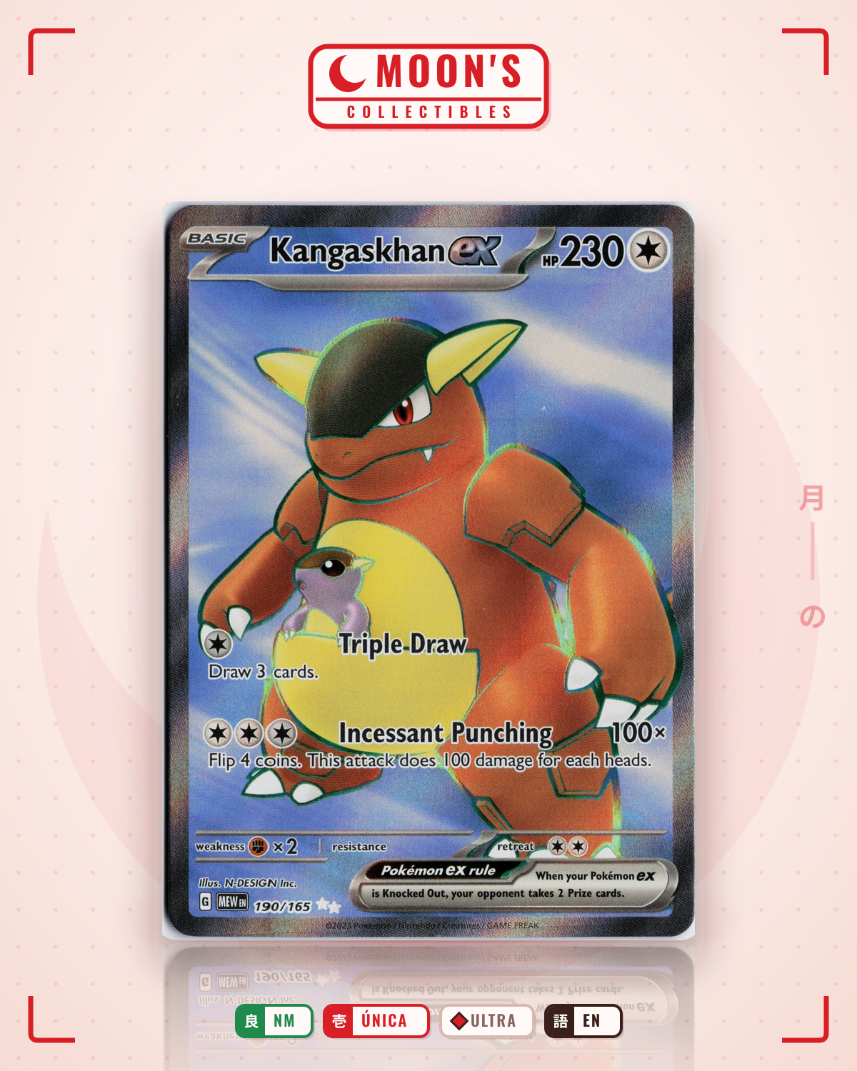 Carta Pokémon Kangaskhan ex · 151 #190/165 (NM) — pieza única en Moon's Collectibles México