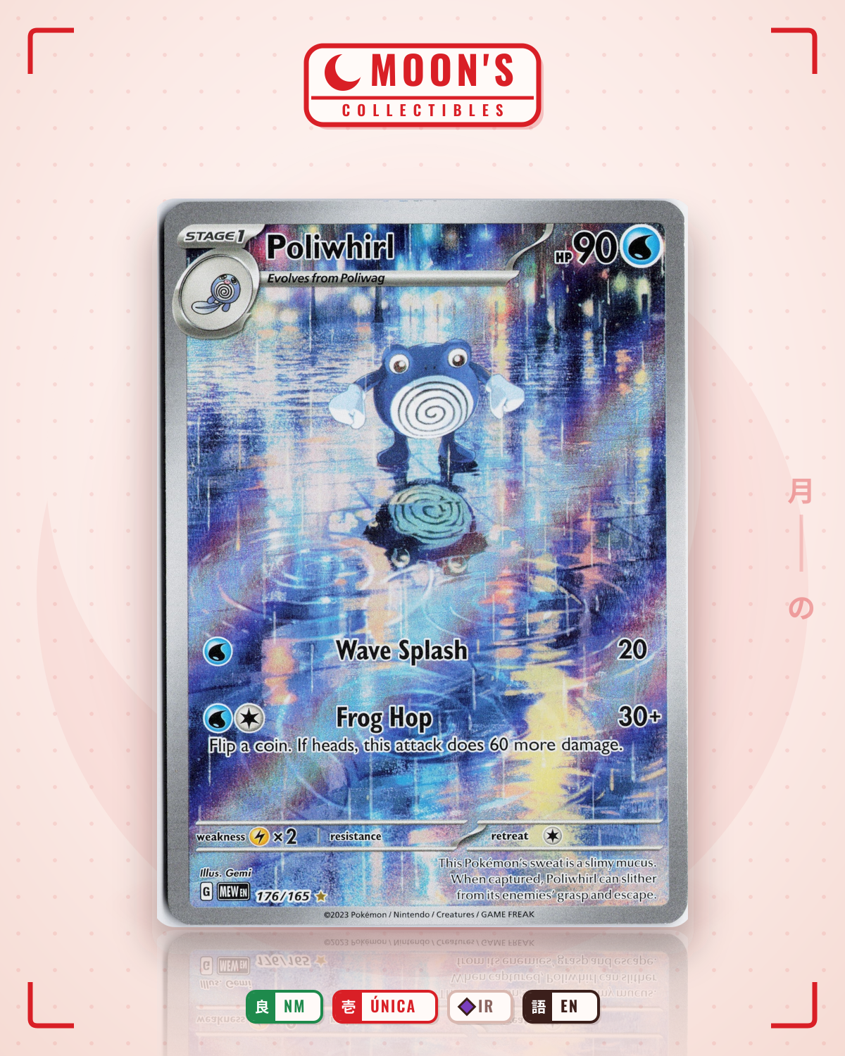 Carta Pokémon Poliwhirl · 151 #176/165 (NM) — pieza única en Moon's Collectibles México