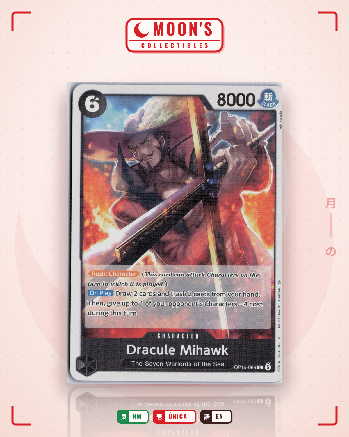 Carta Pokémon Dracule Mihawk · The Time Of Battle #OP16-089 (NM) — pieza única en Moon's Collectibles México