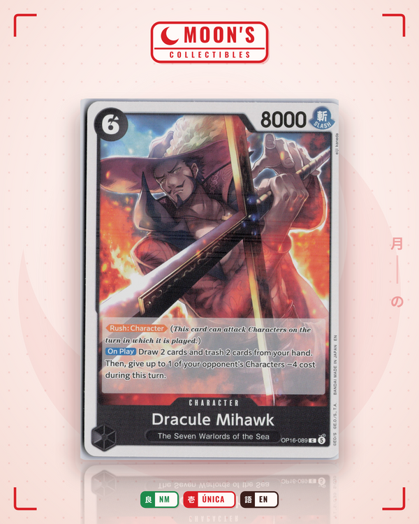 Carta Pokémon Dracule Mihawk · The Time Of Battle #OP16-089 (NM) — pieza única en Moon's Collectibles México