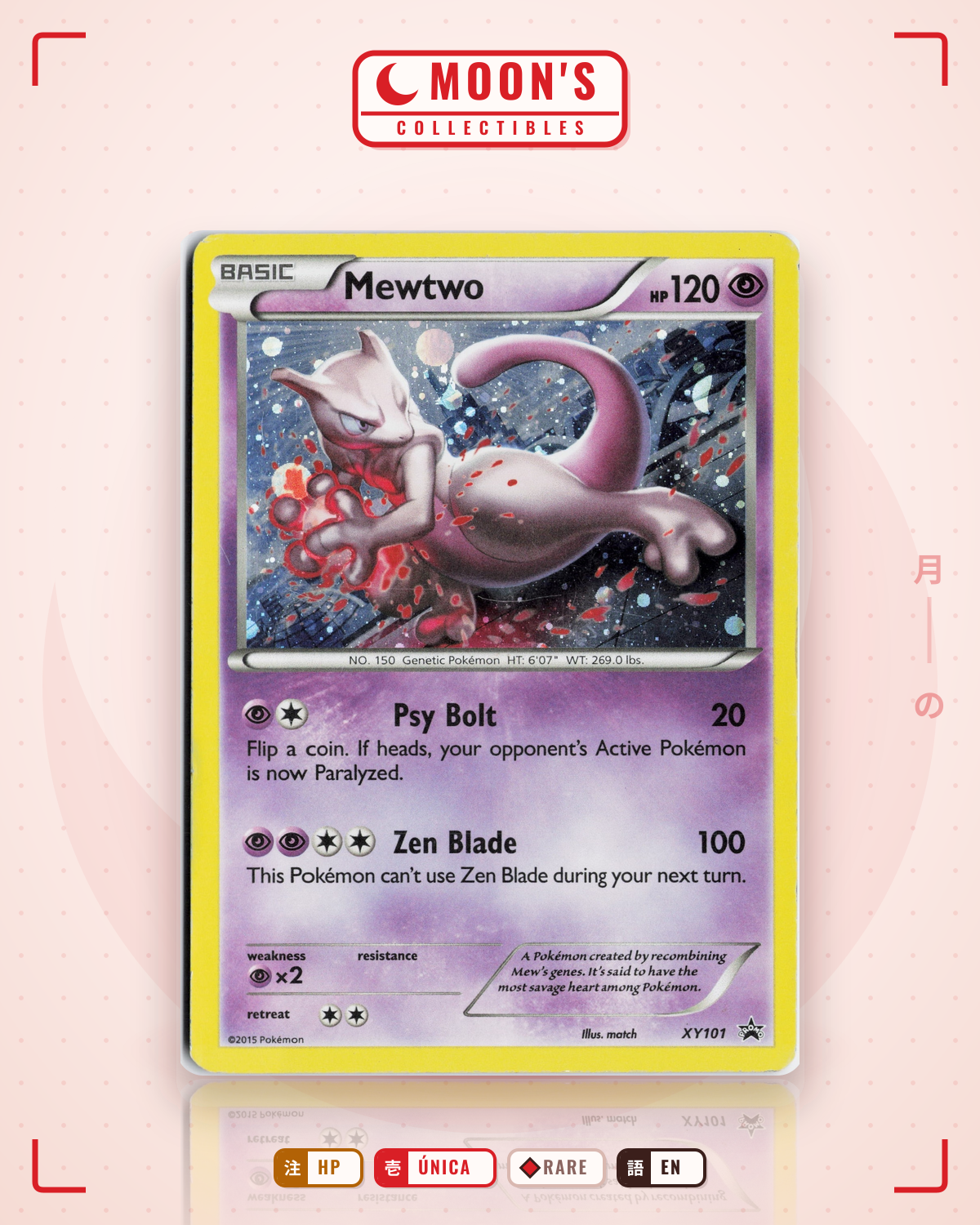 Carta Pokémon Mewtwo · XY Black Star Promos #XY101 (HP) — pieza única en Moon's Collectibles México