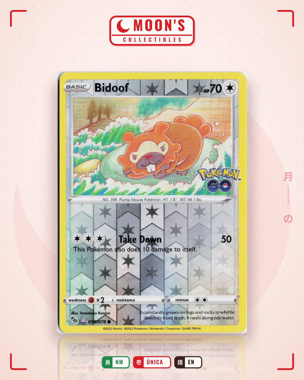 Carta Pokémon Bidoof · Pokémon GO #059/078 (NM) — pieza única en Moon's Collectibles México