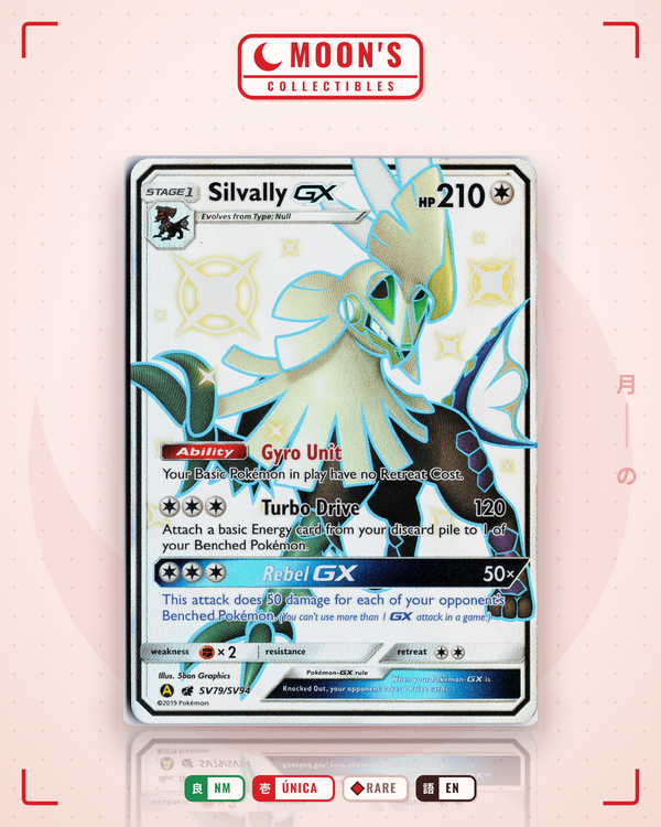 Carta Pokémon Silvally-GX · Hidden Fates Shiny Vault #SV79/SV94 (NM) — pieza única en Moon's Collectibles México