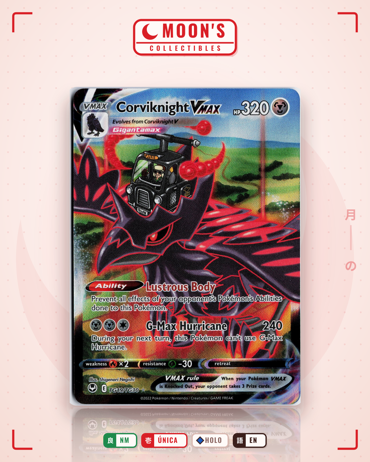Carta Pokémon Corviknight VMAX · Silver Tempest Trainer Gallery #TG19/TG30 (NM) — pieza única en Moon's Collectibles México