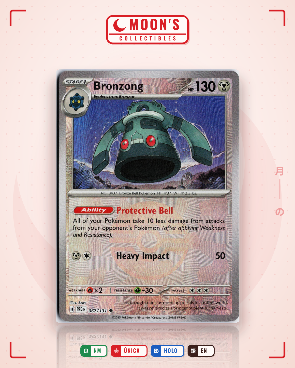 Carta Pokémon Bronzong · Prismatic Evolutions #067/131 (NM) — pieza única en Moon's Collectibles México