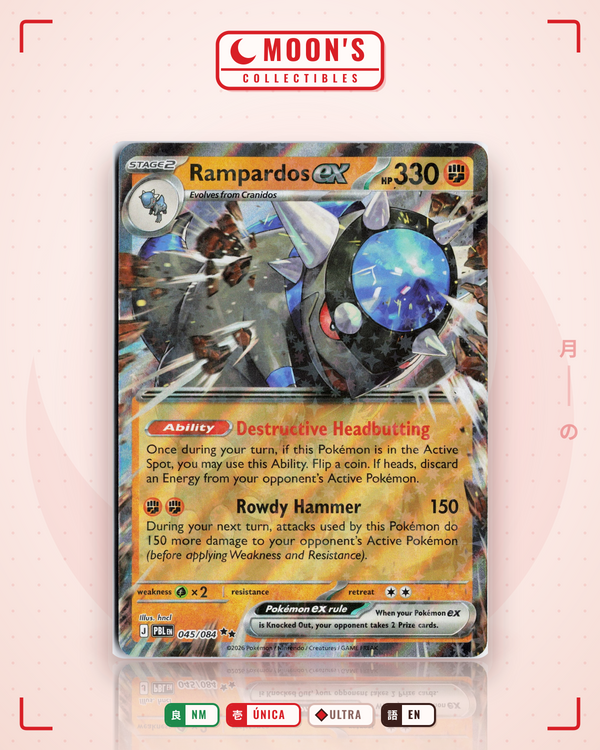 Carta Pokémon Rampardos ex · Pitch Black #045/084 (NM) — pieza única en Moon's Collectibles México