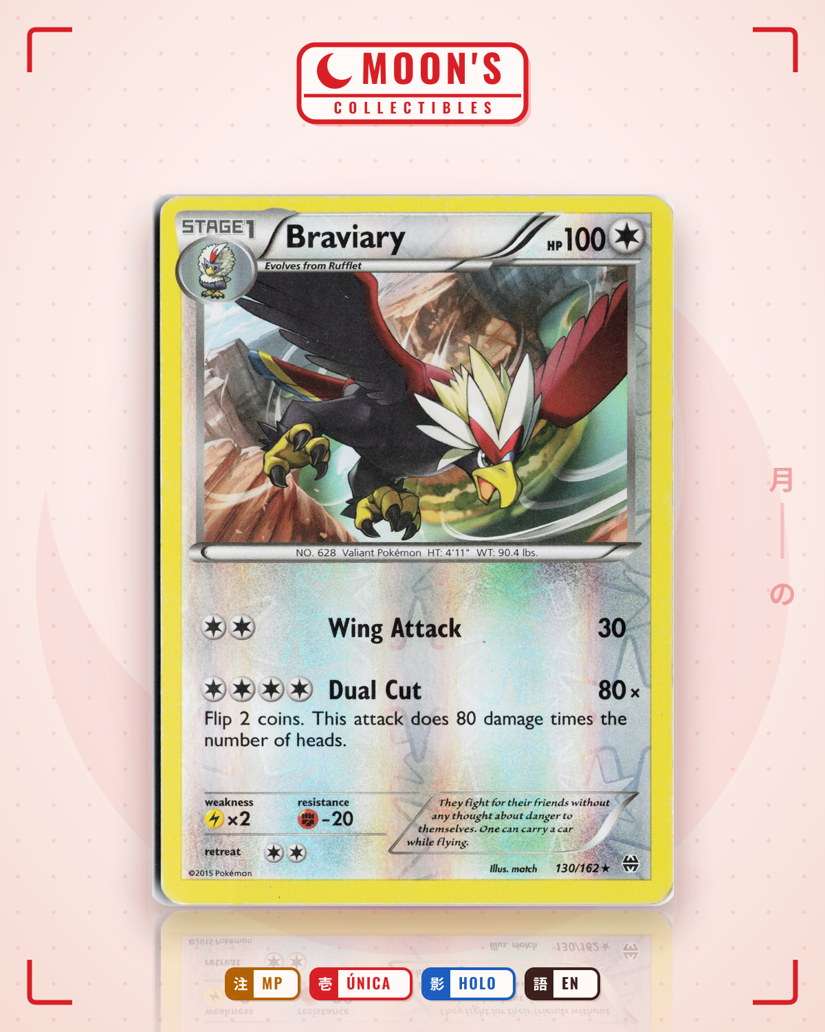 Carta Pokémon Braviary · BREAKthrough #130/162 (MP) — pieza única en Moon's Collectibles México