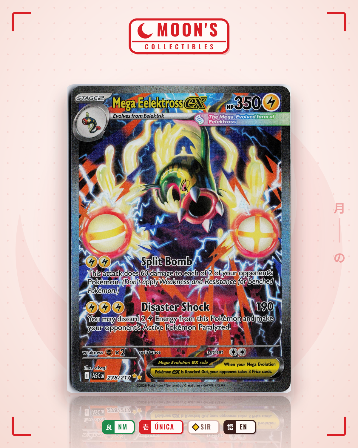 Carta Pokémon Mega Eelektross ex · Ascended Heroes #278/217 (NM) — pieza única en Moon's Collectibles México