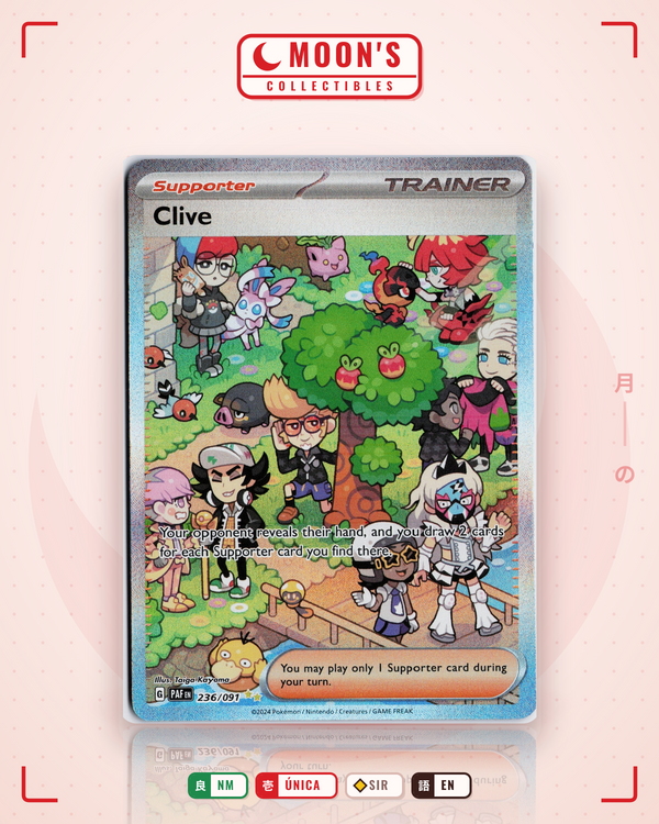 Carta Pokémon Clive · Paldean Fates #236/091 (NM) — pieza única en Moon's Collectibles México
