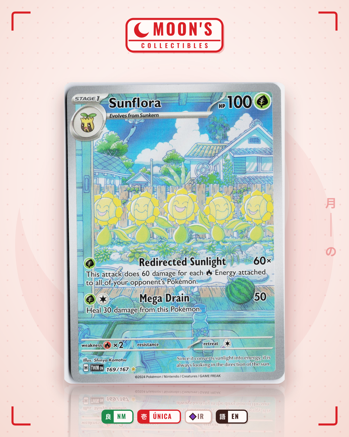 Carta Pokémon Sunflora · Twilight Masquerade #169/167 (NM) — pieza única en Moon's Collectibles México