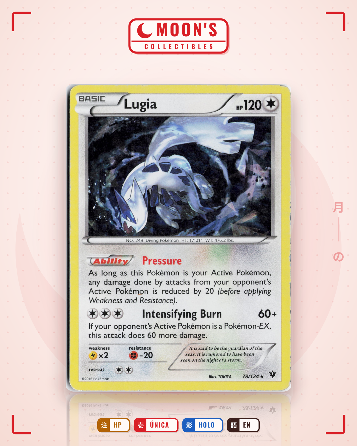 Carta Pokémon Lugia · Fates Collide #78/124 (HP) — pieza única en Moon's Collectibles México