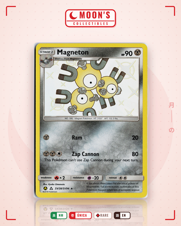 Carta Pokémon Magneton · Hidden Fates Shiny Vault #SV28/SV94 (NM) — pieza única en Moon's Collectibles México