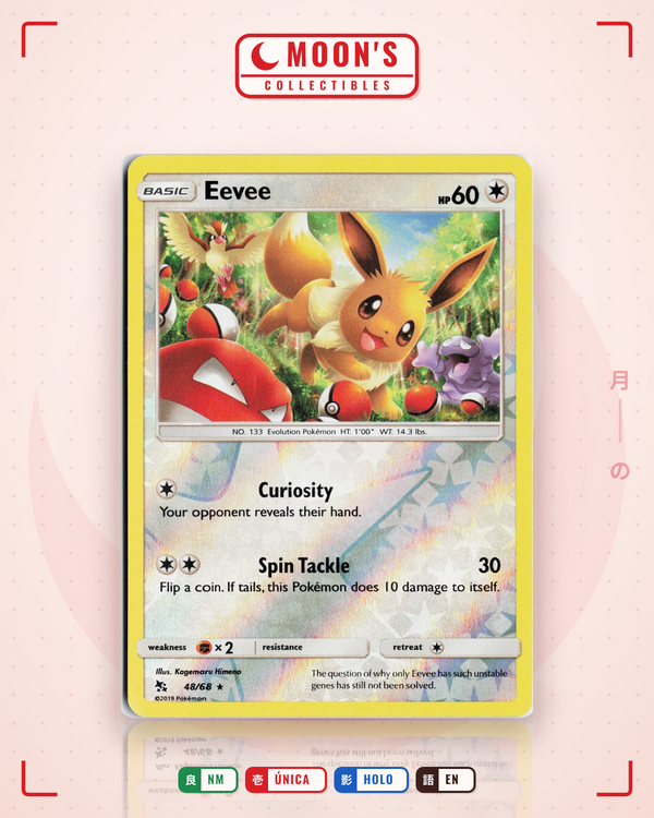Carta Pokémon Eevee · Hidden Fates #48/68 (NM) — pieza única en Moon's Collectibles México