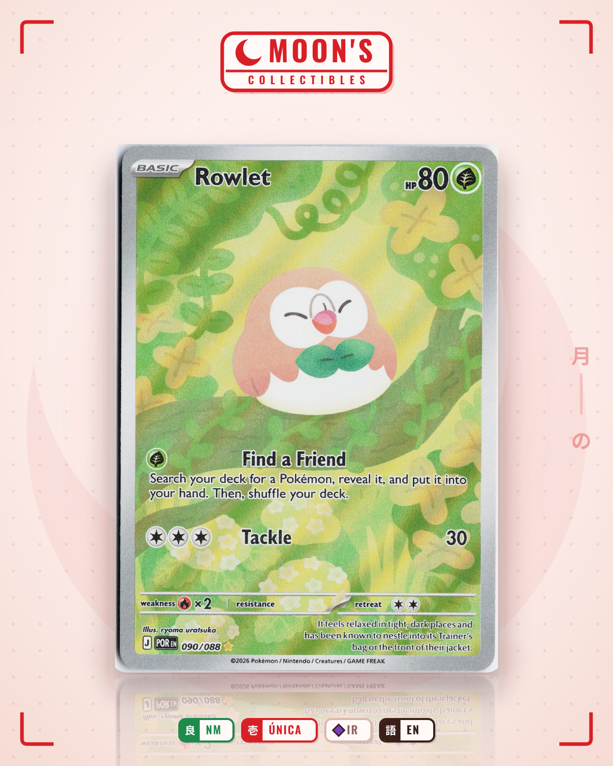 Carta Pokémon Rowlet · Perfect Order #090/088 (NM) — pieza única en Moon's Collectibles México
