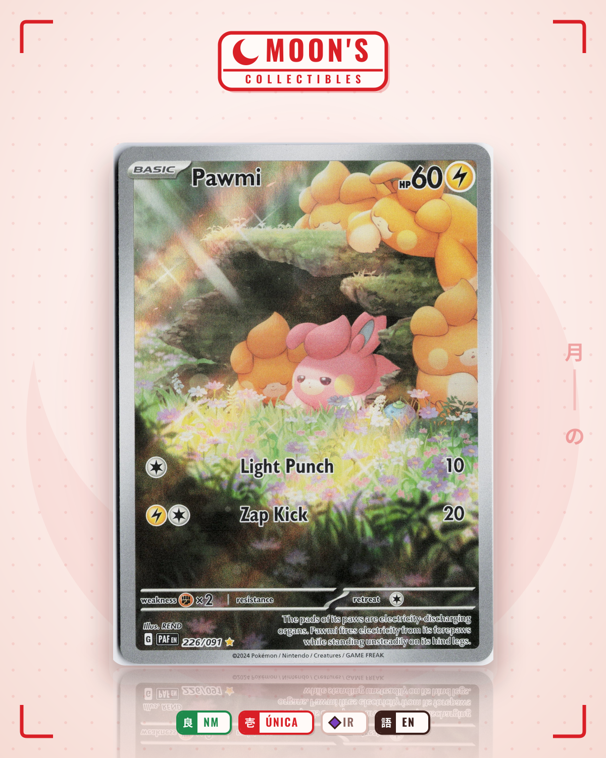 Carta Pokémon Pawmi · Paldean Fates #226/091 (NM) — pieza única en Moon's Collectibles México
