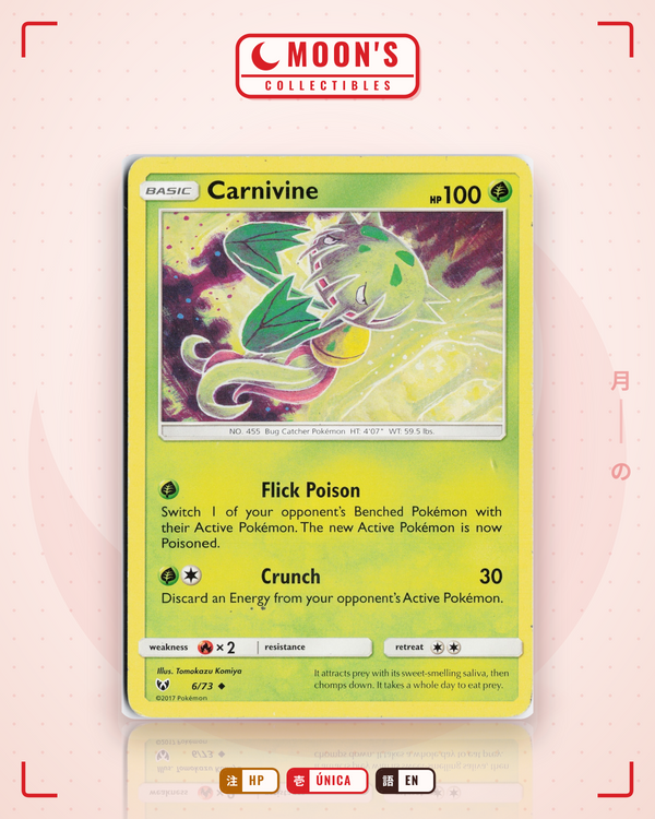 Carta Pokémon Carnivine · Shining Legends #6/73 (HP) — pieza única en Moon's Collectibles México