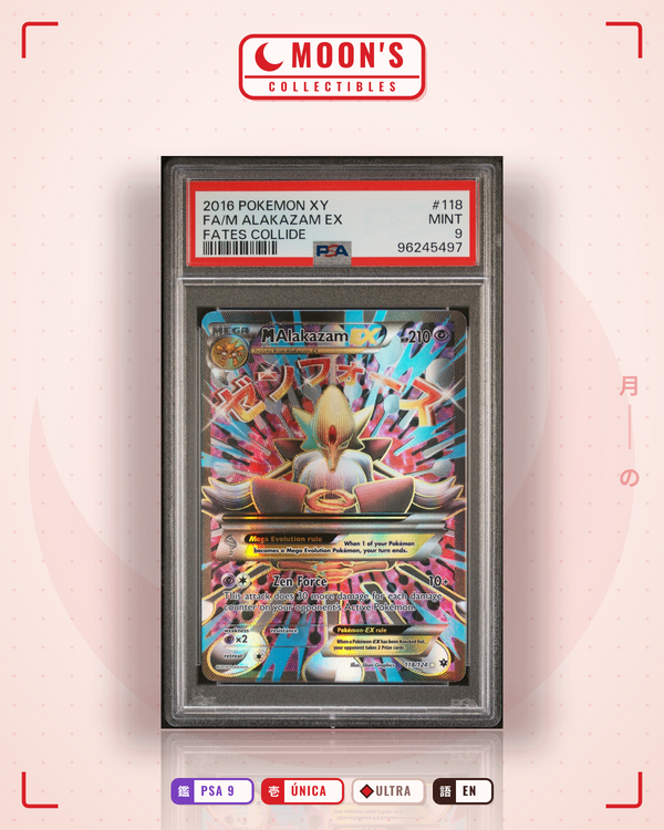 Carta Pokémon M Alakazam-EX · Fates Collide #118/124 (PSA 9) — pieza única en Moon's Collectibles México