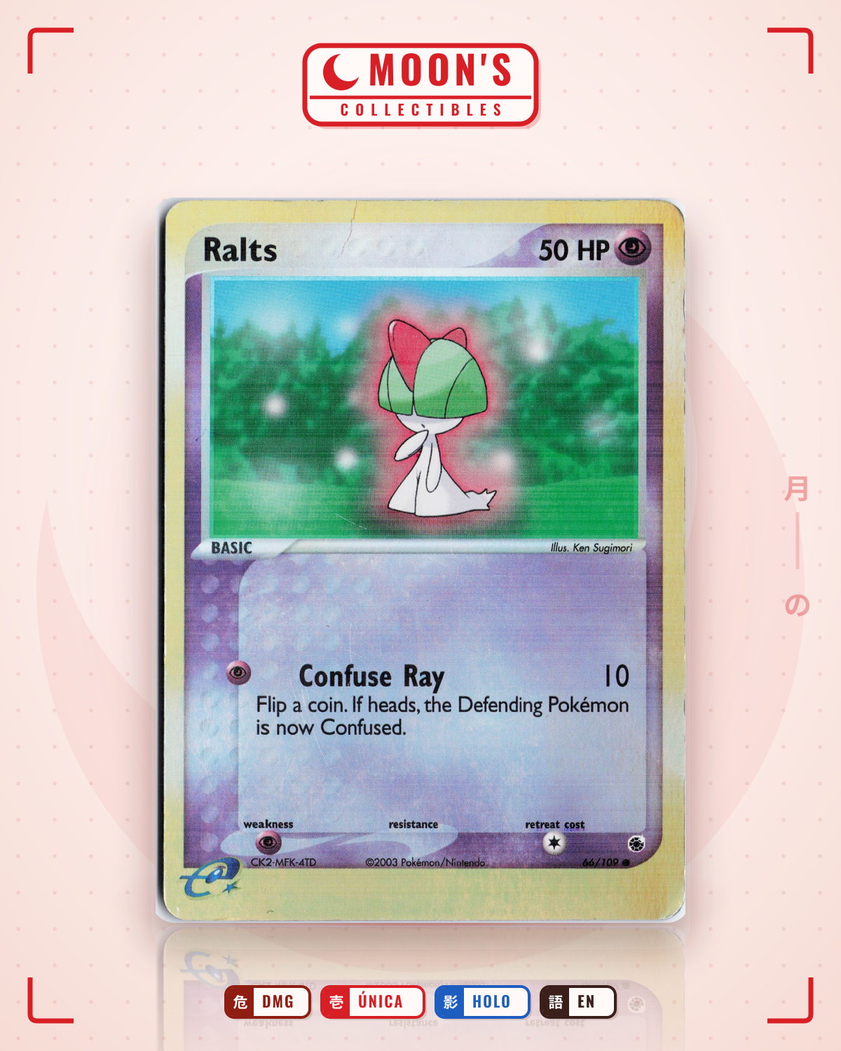 Carta Pokémon Ralts · Ruby & Sapphire #66/109 (DMG) — pieza única en Moon's Collectibles México