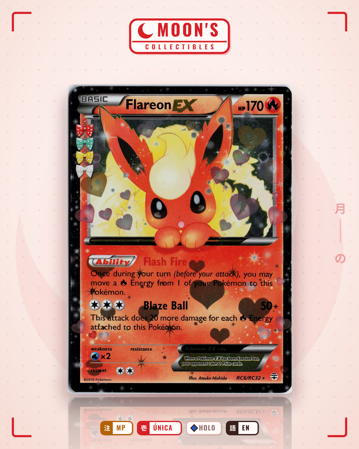 Carta Pokémon Flareon-EX · Generations #RC6/RC32 (MP) — pieza única en Moon's Collectibles México