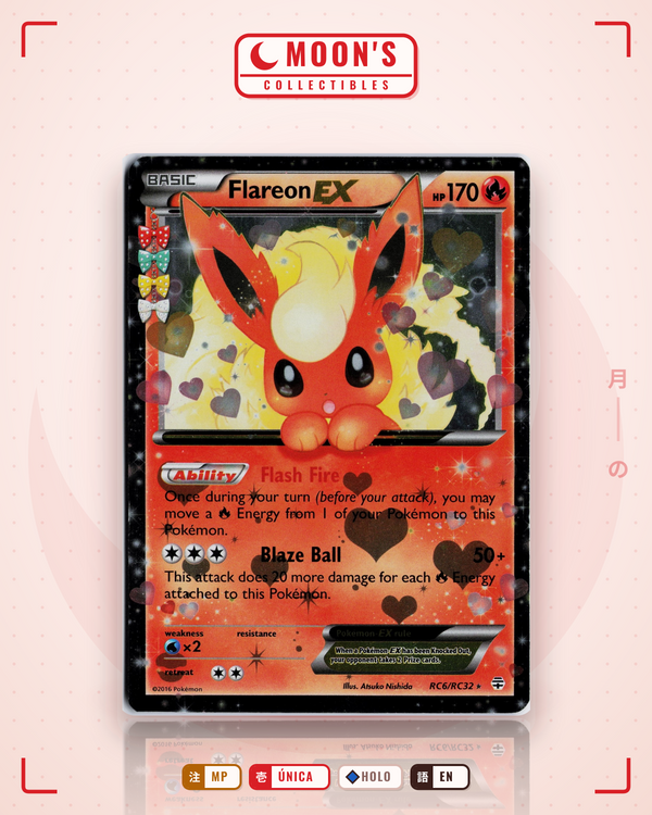 Carta Pokémon Flareon-EX · Generations #RC6/RC32 (MP) — pieza única en Moon's Collectibles México