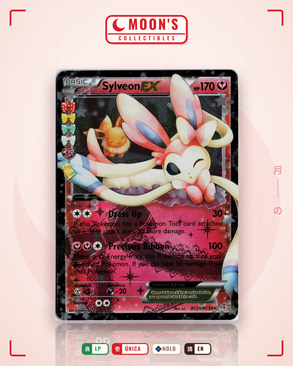 Carta Pokémon Sylveon-EX · Generations #RC21/RC32 (LP) — pieza única en Moon's Collectibles México