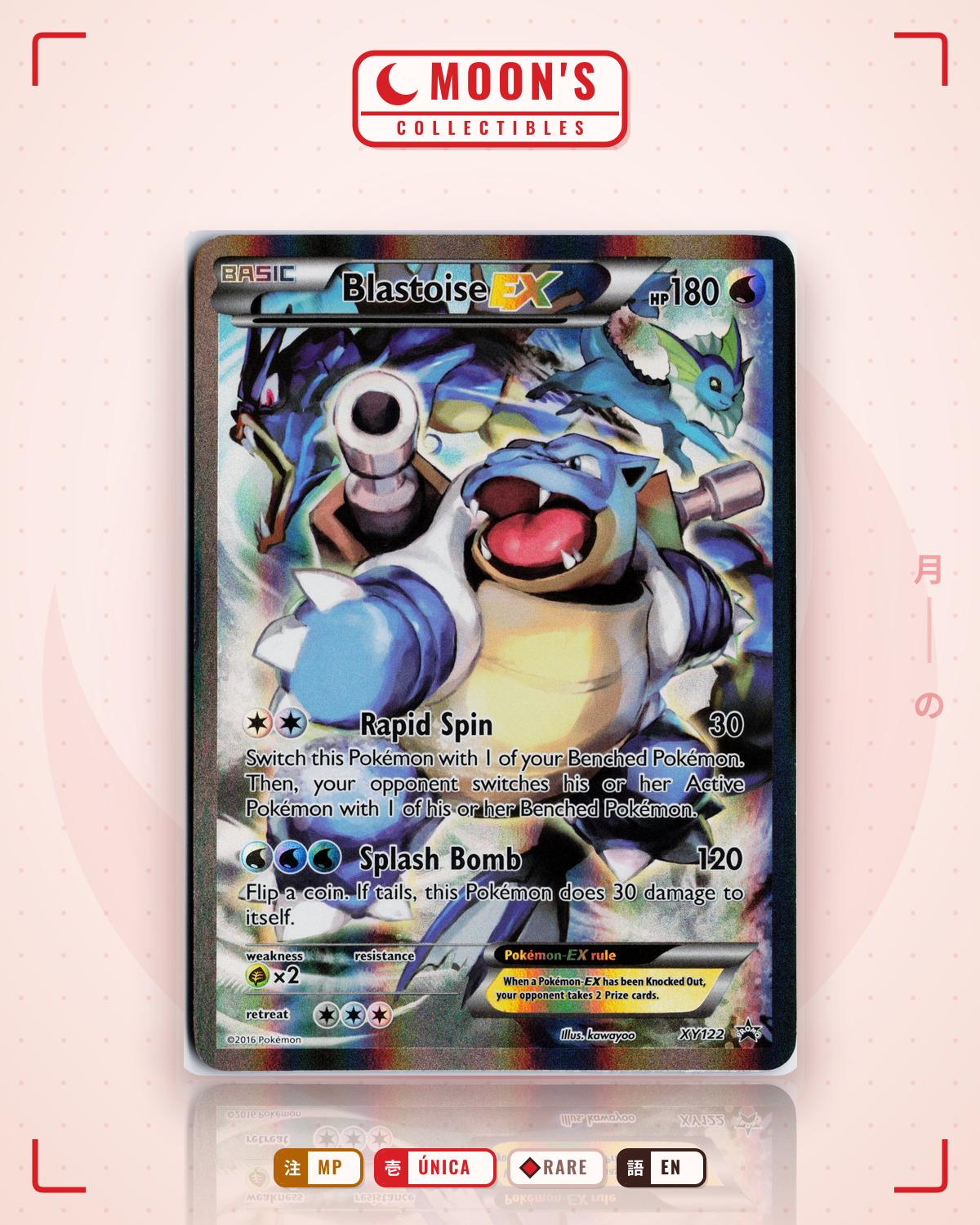 Carta Pokémon Blastoise-EX · XY Black Star Promos #XY122 (MP) — pieza única en Moon's Collectibles México