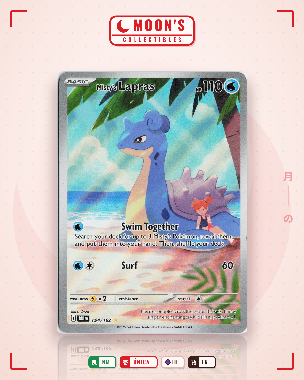 Carta Pokémon Misty's Lapras · Destined Rivals #194/182 (NM) — pieza única en Moon's Collectibles México