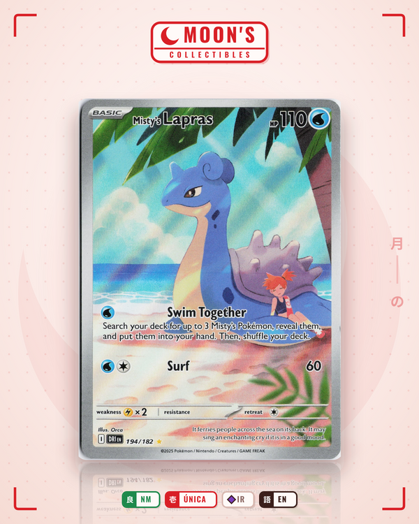 Carta Pokémon Misty's Lapras · Destined Rivals #194/182 (NM) — pieza única en Moon's Collectibles México