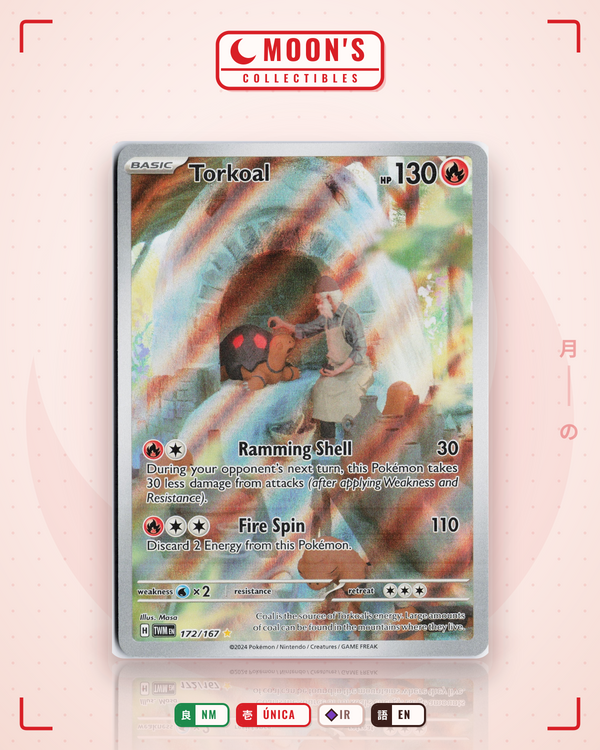 Carta Pokémon Torkoal · Twilight Masquerade #172/167 (NM) — pieza única en Moon's Collectibles México