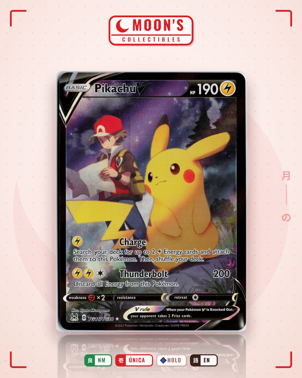 Carta Pokémon Pikachu V · Lost Origin Trainer Gallery #TG16/TG30 (NM) — pieza única en Moon's Collectibles México