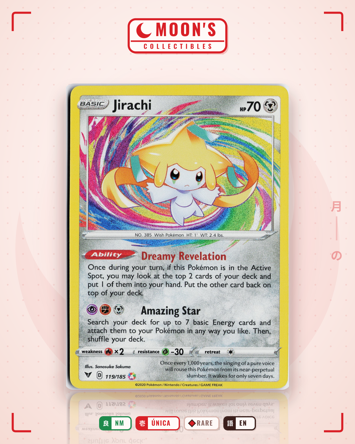 Carta Pokémon Jirachi · Vivid Voltage #119/185 (NM) — pieza única en Moon's Collectibles México