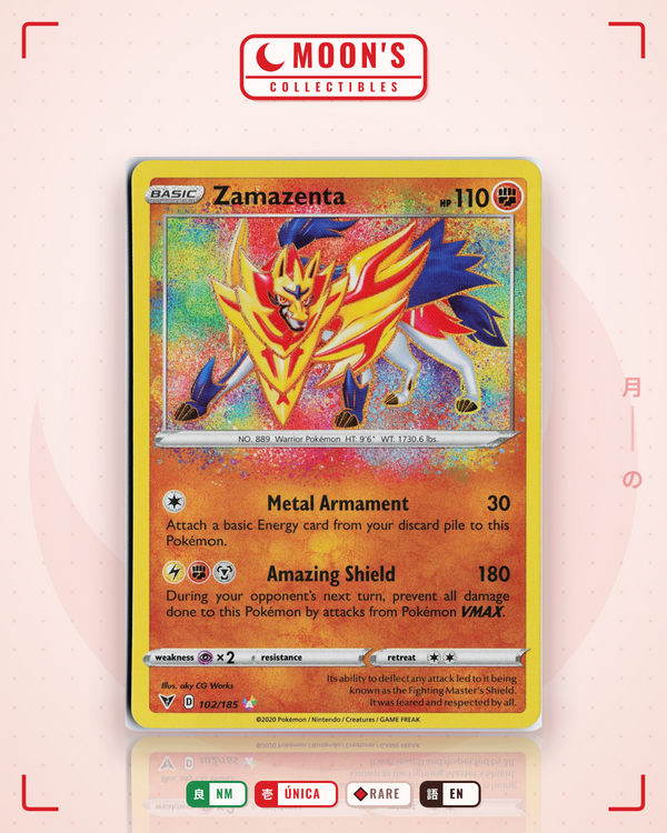 Carta Pokémon Zamazenta · Vivid Voltage #102/185 (NM) — pieza única en Moon's Collectibles México