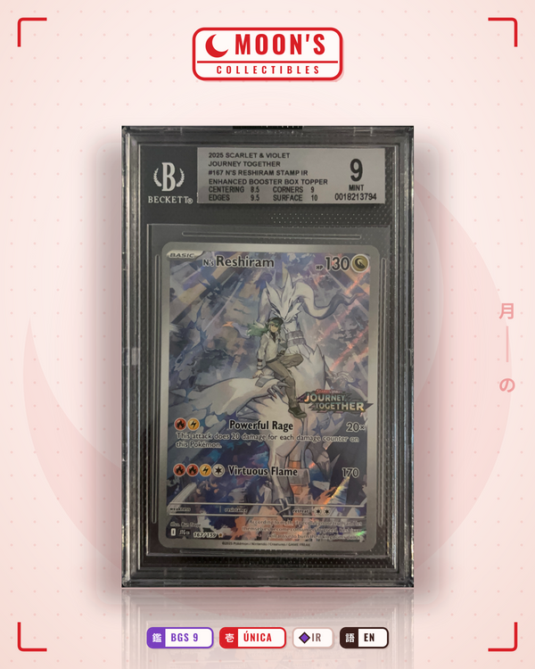 Carta Pokémon N's Reshiram · Journey Together #167/159 (BGS 9) — pieza única en Moon's Collectibles México