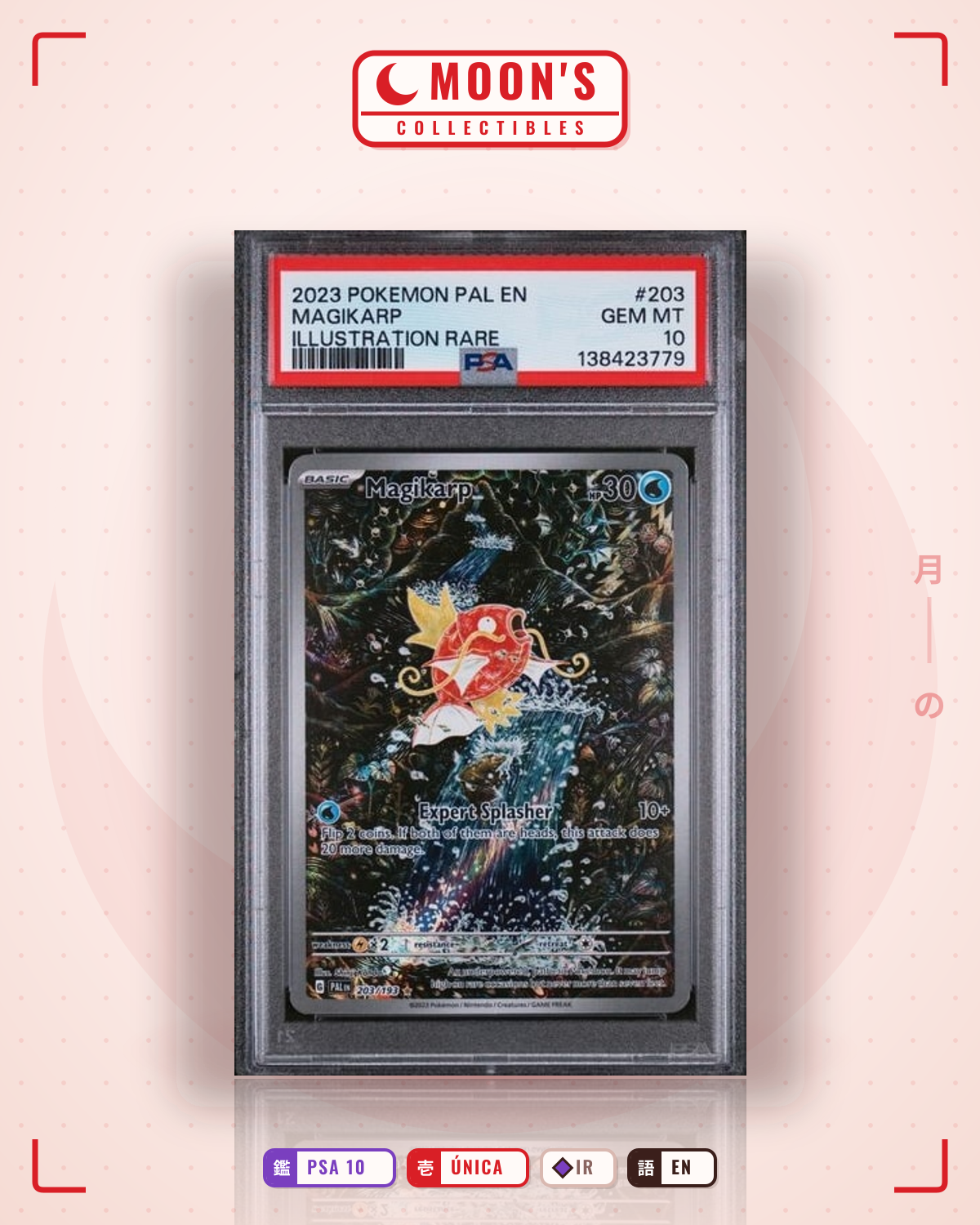 Carta Pokémon Magikarp · Paldea Evolved #203/193 (PSA 10) — pieza única en Moon's Collectibles México