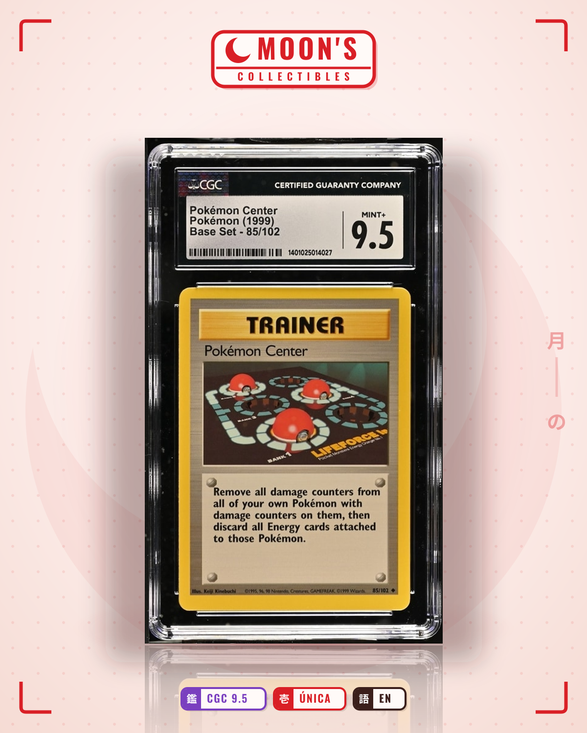 Carta Pokémon Pokémon Center · Base #85/102 (CGC 9.5) — pieza única en Moon's Collectibles México