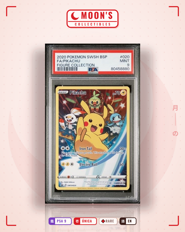 Carta Pokémon Pikachu · SWSH Black Star Promos #SWSH020 (PSA 9) — pieza única en Moon's Collectibles México